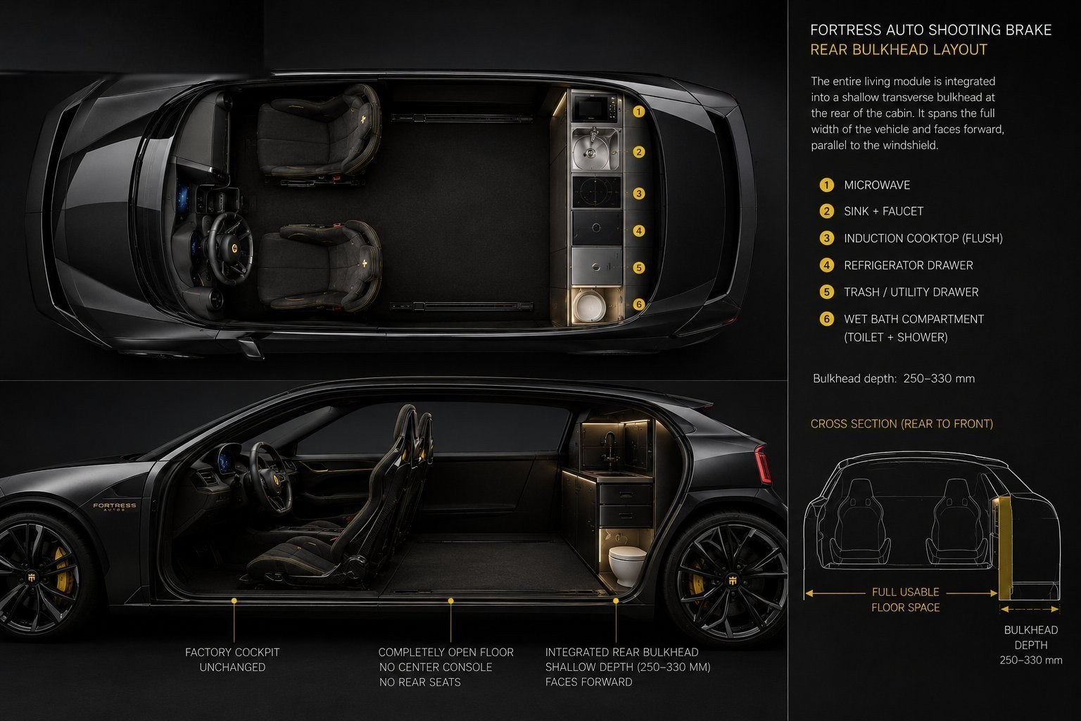 Fortress shooting-brake layout